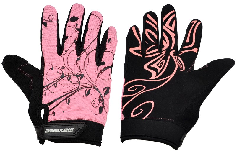 rukavice MAXBIKE celoprst lady růžové vel. XL